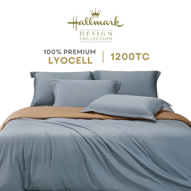 Hallmark Classix Lyocell 1200TC Plain Full Set Bed Linen - Grey