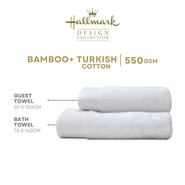 Hallmark Bamboo Cotton Turkish Jacquard Border Towel