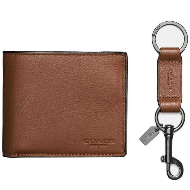 Coach Boxed 3 In 1 Wallet Gift Set in Dark Saddle CS433