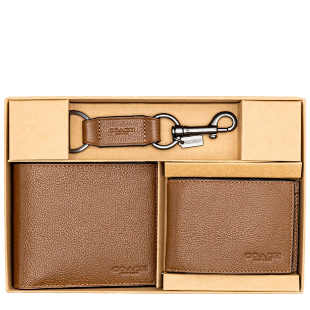 Coach Boxed 3 In 1 Wallet Gift Set in Dark Saddle CS433