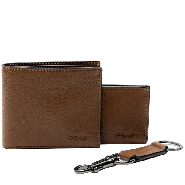 Coach Boxed 3 In 1 Wallet Gift Set in Dark Saddle CS433