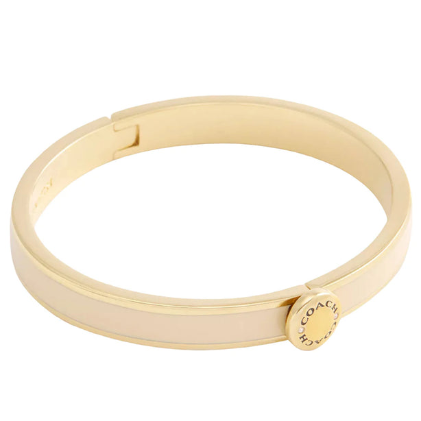 Coach Rivet Enamel Hinged Bangle - Gold/ Chalk CBW22