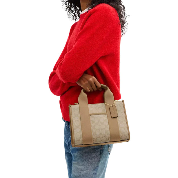 Coach Smith Tote Bag 24 In Signature Jacquard - Light Khaki Multi CAR78