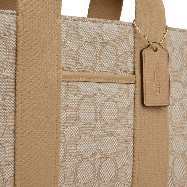 Coach Smith Tote Bag 24 In Signature Jacquard - Light Khaki Multi CAR78