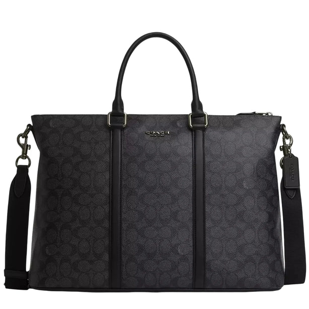 Coach Caleb Work Bag In Signature Canvas - Charcoal/ Black CY770