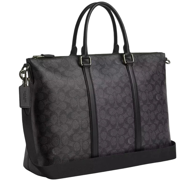 Coach Caleb Work Bag In Signature Canvas - Charcoal/ Black CY770
