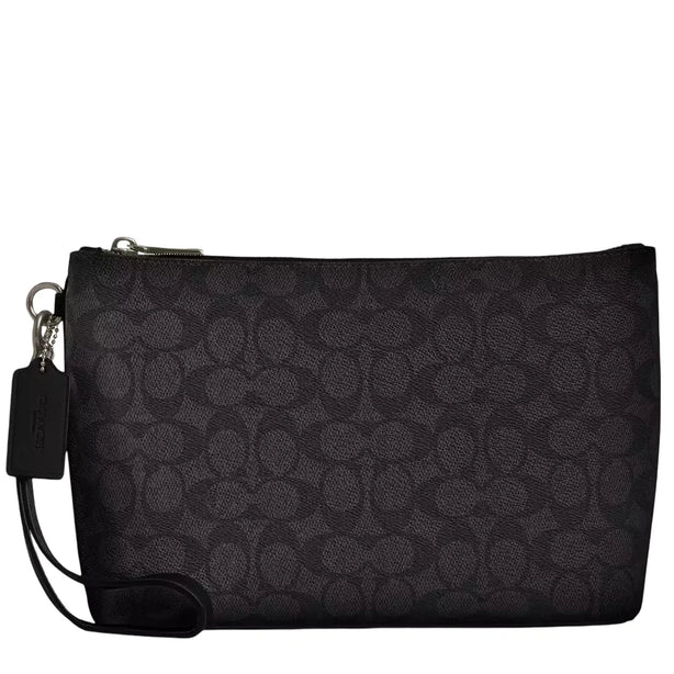 Coach Pouch In Signature Canvas - Charcoal/ Black CCF32