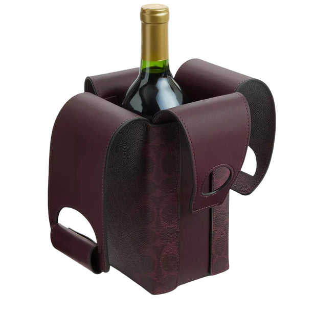 Coach Wine Carrier Bag In Signature Canvas - Black Currant CAQ93