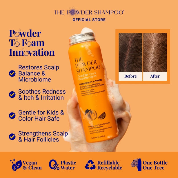 The Powder Shampoo Strengthening & Soothing Foaming Powder Shampoo For Normal & Sensitive Scalp 20g Sustainable, Vegan, Plastic-Free