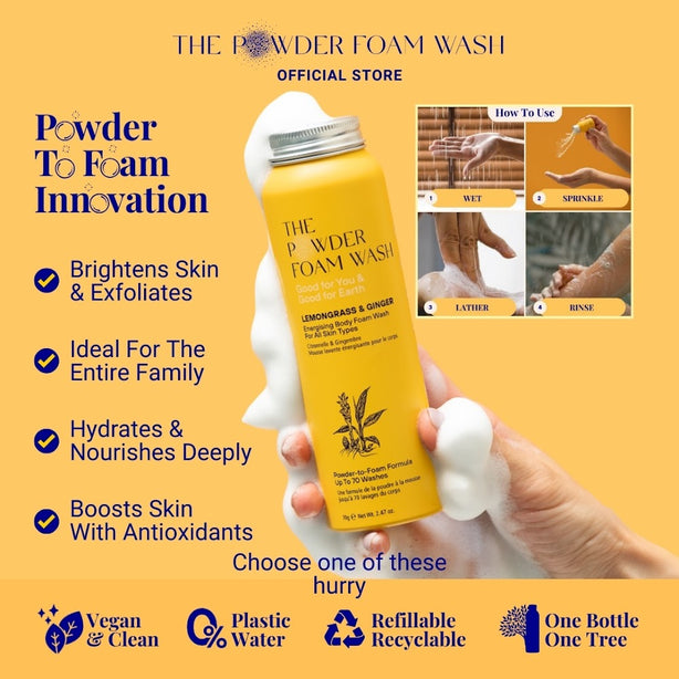 The Powder Shampoo Energising Body Foam Wash To Awaken Your Senses 20g