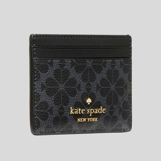 KATE SPADE Signature Spade Flower Small Slim Card Holder Black RS-KI371