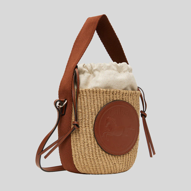 CHLOE Small Horse Medal Basket In Natural Fibers Sepia Brown RS-CHC25SS592O8227S