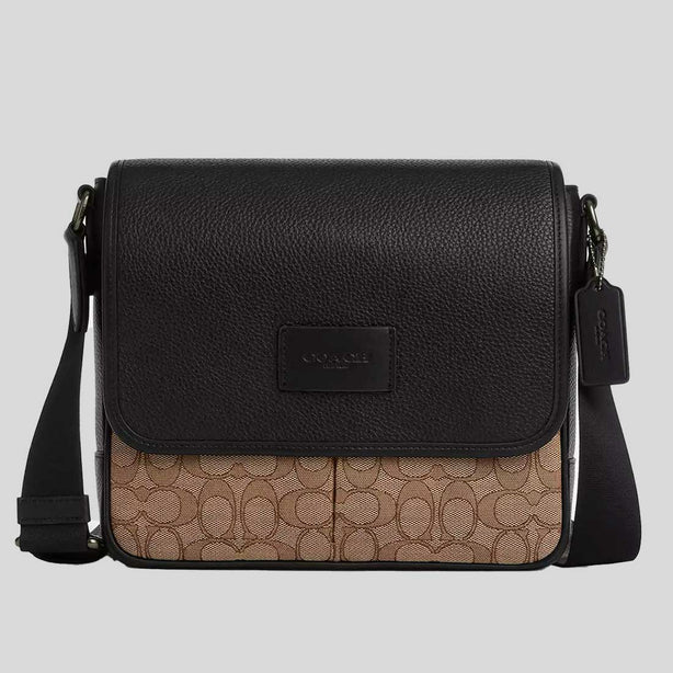 COACH Sprint Map Bag 25 In Signature Jacquard Tan/Black RS-CE534