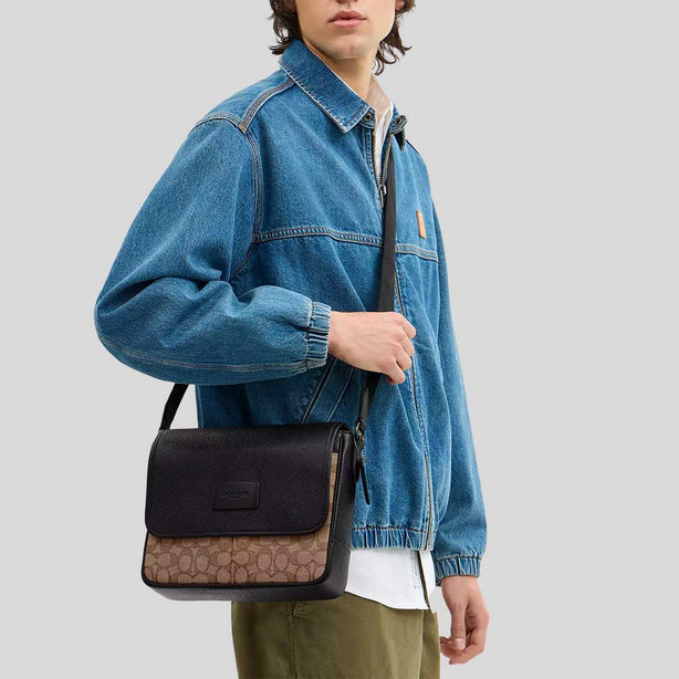 COACH Sprint Map Bag 25 In Signature Jacquard Tan/Black RS-CE534