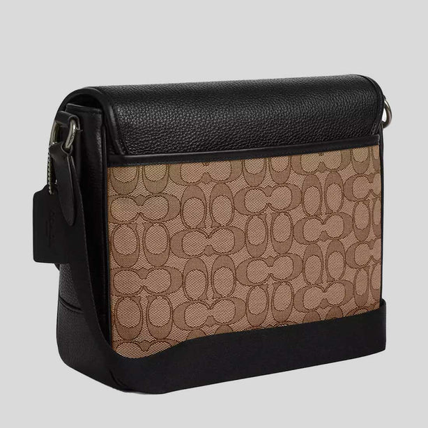 COACH Sprint Map Bag 25 In Signature Jacquard Tan/Black RS-CE534