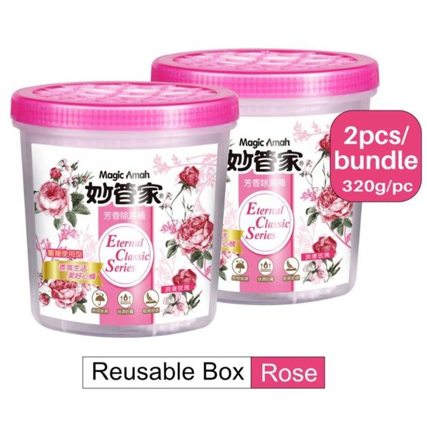 Magic Amah - Scented Moisture Absorber - Reusable Box Recyclable Dehumidifier-Rose