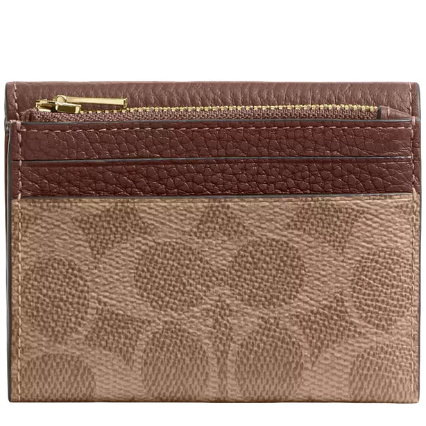 Coach Card Holder Wallet In Signature Canvas - Tan/ Brown CZ034