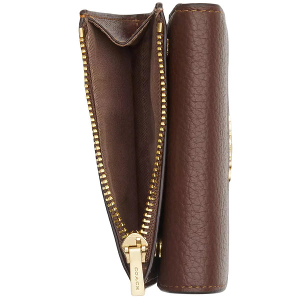 Coach Card Holder Wallet In Signature Canvas - Tan/ Brown CZ034