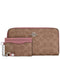 Coach Long Zip Around Wallet With Detachable Card Case In Signature Canvas - Tan/ Dusty Pink CBZ99