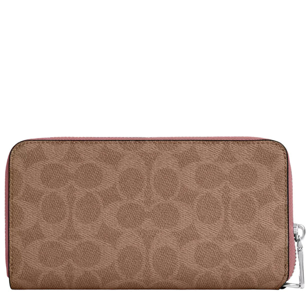 Coach Long Zip Around Wallet With Detachable Card Case In Signature Canvas - Tan/ Dusty Pink CBZ99