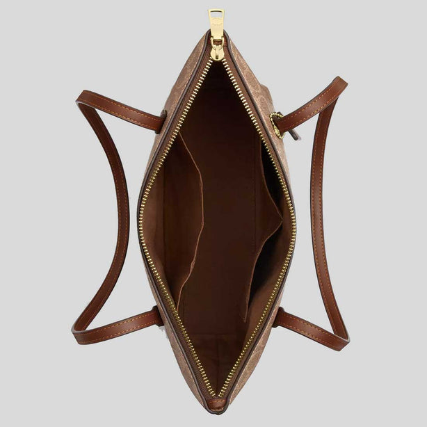 COACH Fiona Zip Tote Bag In Signature Canvas Tan/Brown RS-CBT18