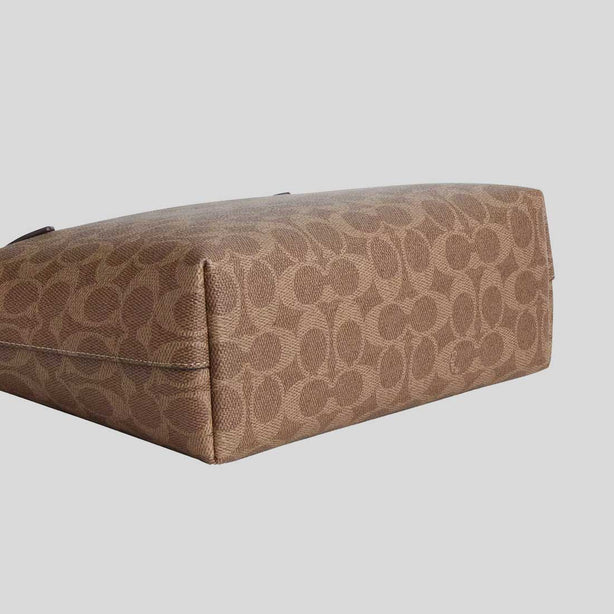 COACH Fiona Zip Tote Bag In Signature Canvas Tan/Brown RS-CBT18