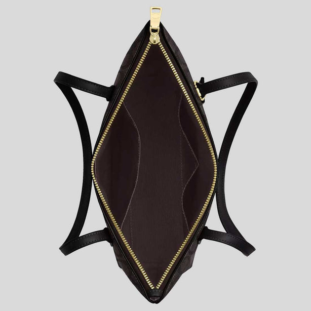 COACH Fiona Zip Tote Bag In Signature Canvas Walnut/Black RS-CBT18