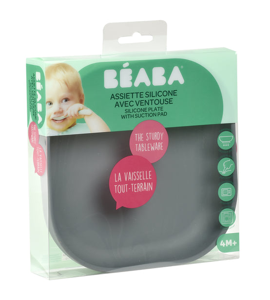 Beaba Silicone Suction Plate - Mineral Grey