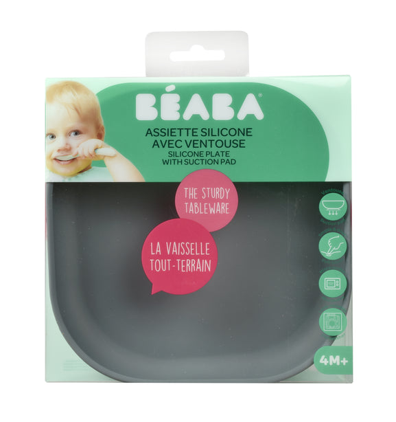 Beaba Silicone Suction Plate - Mineral Grey