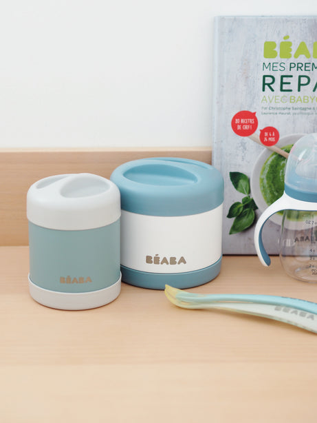 Beaba Stainless Steel Food Container 300ml - Light Mist/Eucalyptus Green