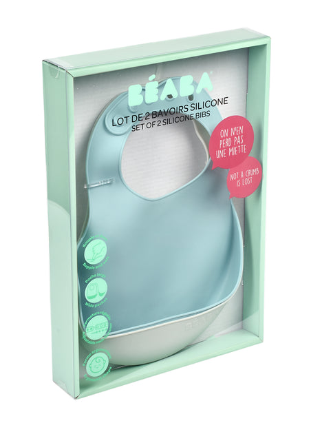 Beaba Silicone Bib 2 Pack - Blue/Light Grey