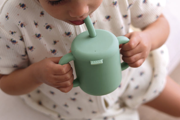 Beaba Silicone Straw Cup - Sage Green