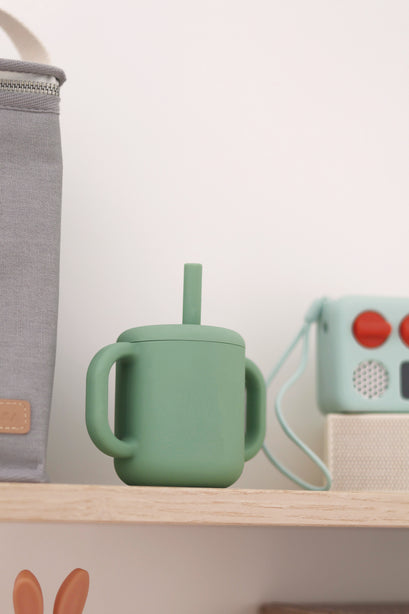 Beaba Silicone Straw Cup - Sage Green