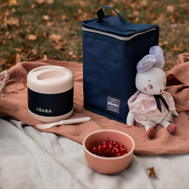 Beaba Stainless Steel Food Container 500ml - Light Pink/Night Blue