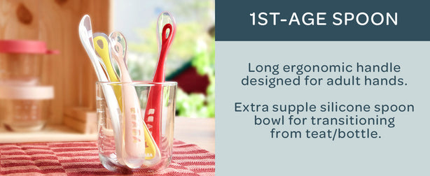 Beaba 2nd Stage Silicone Spoons 8m+ 4 Pack - Dark Blue/Pink/Grey/Light Blue