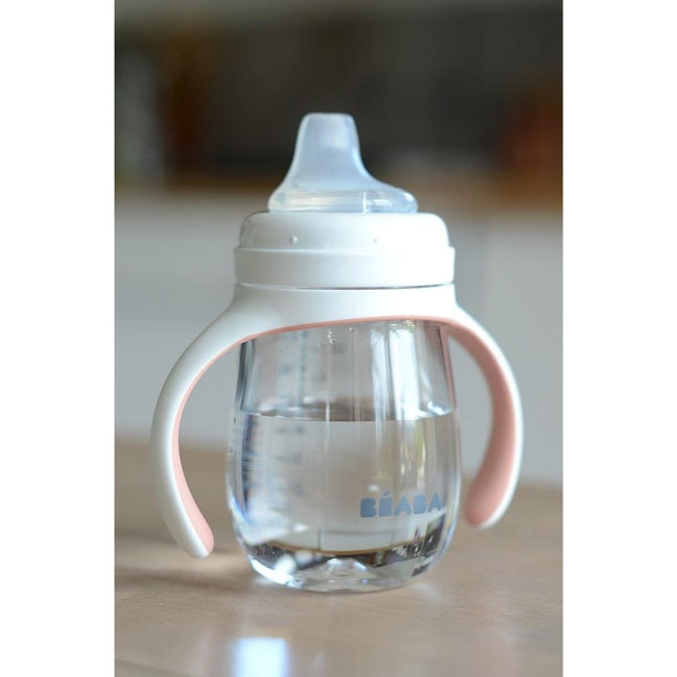 Beaba 2 in 1 Bottle to Sippy Learning Cup 210ml - Vintage Pink