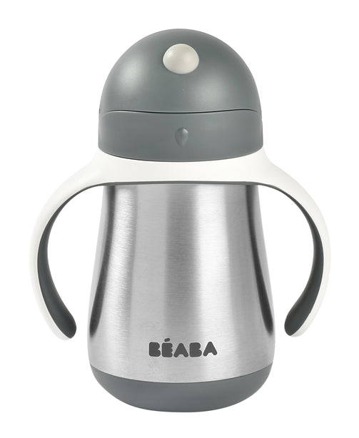 Beaba Stainless Steel Straw Cup 250ml - Mineral Grey