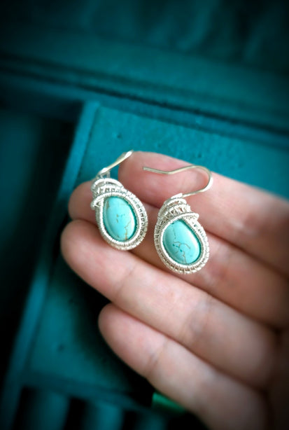 Blue Moon Kueh Koci Wrap Turquoise Silver Earrings