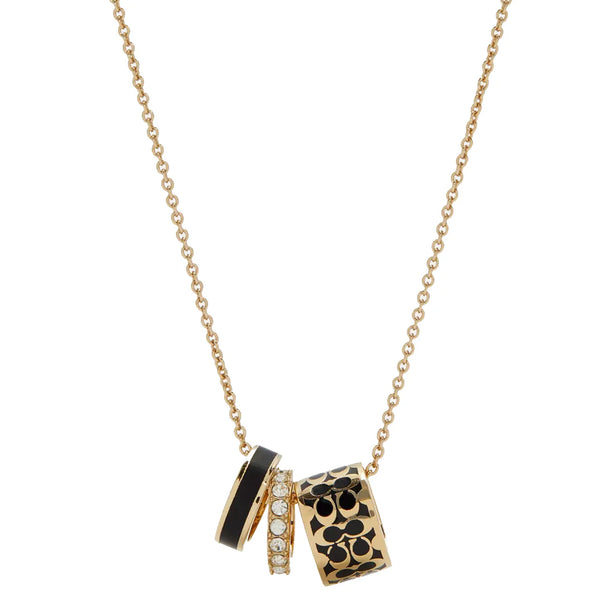 Coach Signature Enamel Necklace in Gold/ Black C9446
