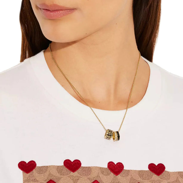 Coach Signature Enamel Necklace in Gold/ Black C9446