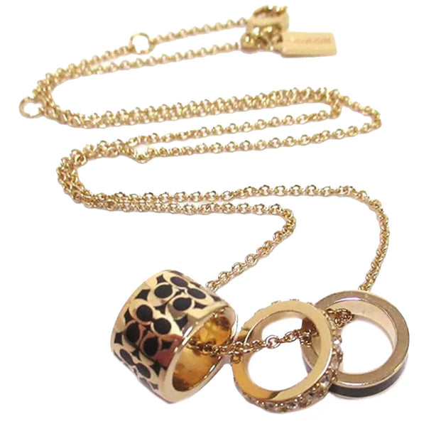 Coach Signature Enamel Necklace in Gold/ Black C9446