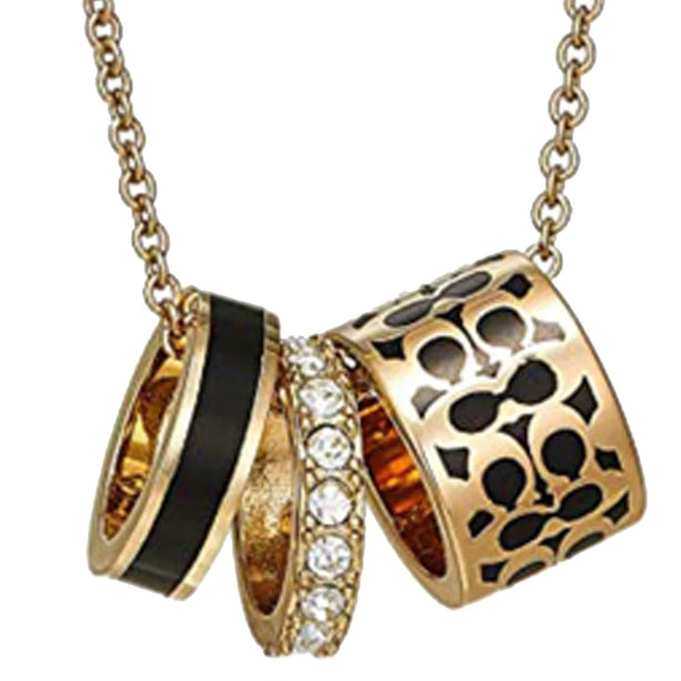 Coach Signature Enamel Necklace in Gold/ Black C9446