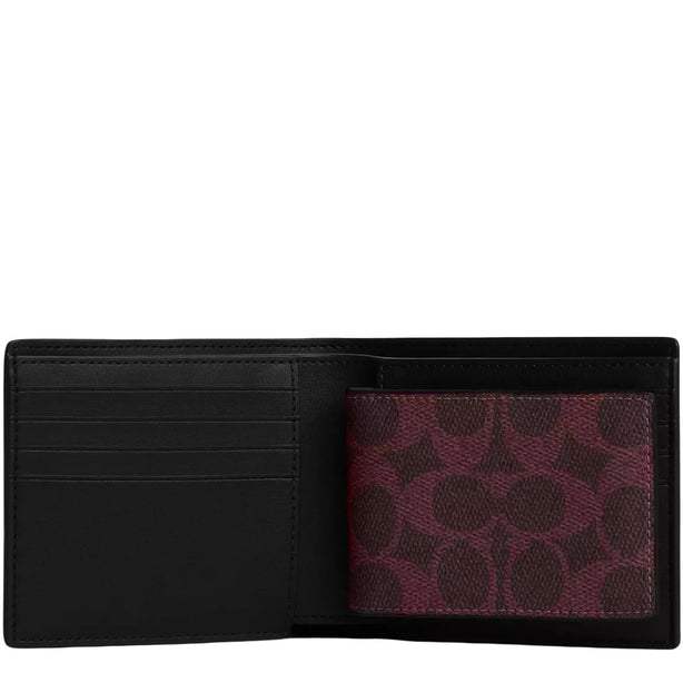 Coach 3 In 1 Wallet In Signature Canvas in Black Currant CW380