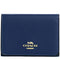 Coach Card Holder Wallet In Signature Canvas in Tan/ Deep Blue CZ034