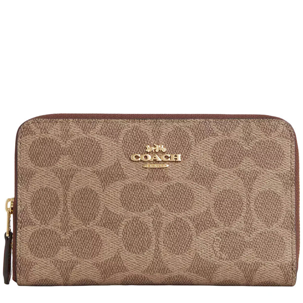 Coach Medium Id Zip Wallet In Signature Canvas - Tan/ Brown CW781