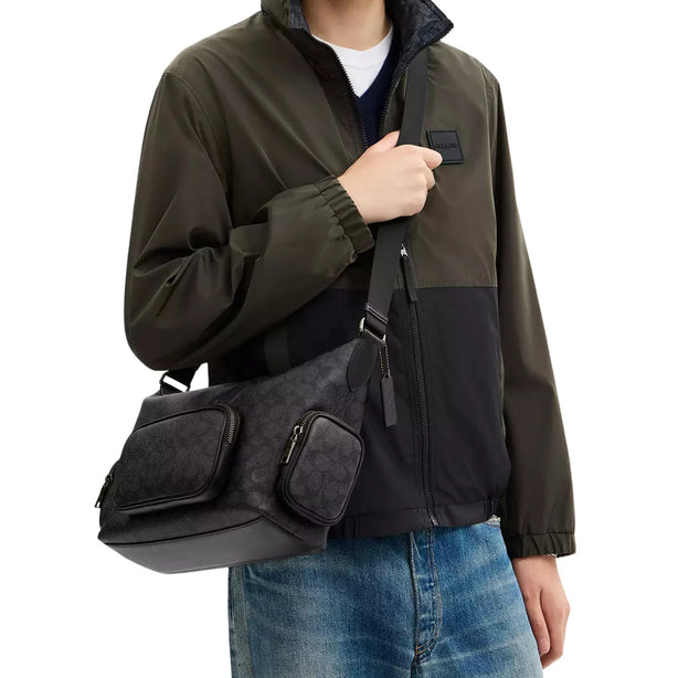 Coach Finn Crossbody Bag With Pockets In Signature Canvas - Charcoal/ Black CCG18
