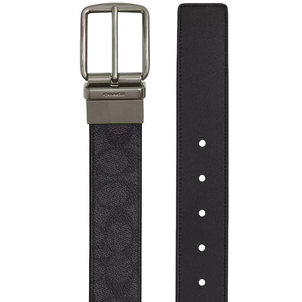Coach Boxed Card Case And Belt Set In Signature Canvas - Charcoal/ Black CW351