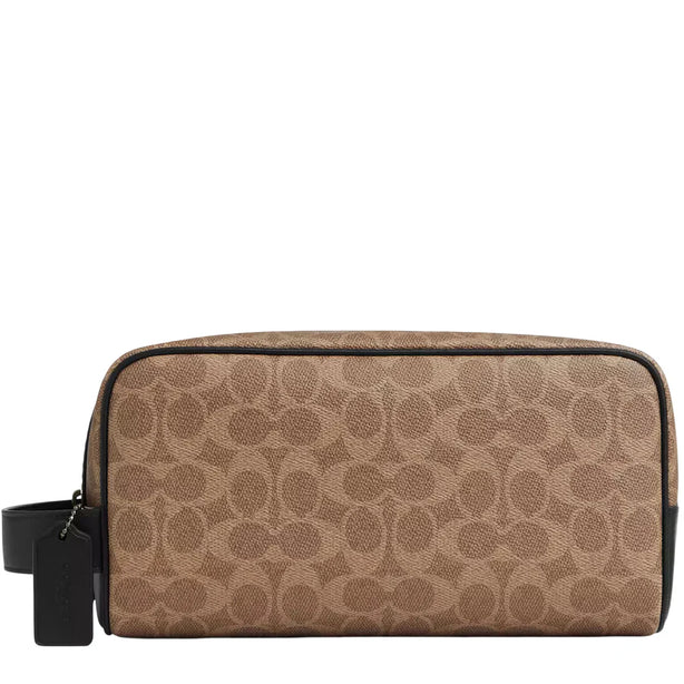 Coach Large Travel Kit In Signature Canvas - Tan/ Black CAR19