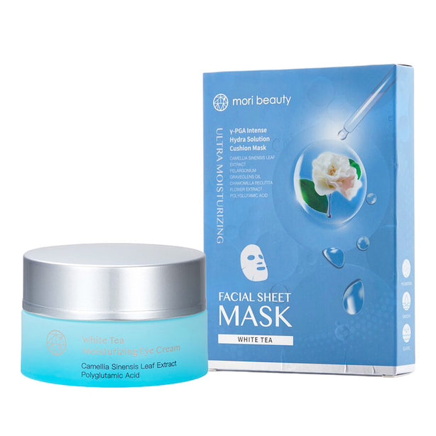 30-day Complete Skin Stabilizing Set: White Tea Moisturizing Eye Cream 15ml+hydra Solution Cushion Mask (ultra Moisturizing) - 2pcs
