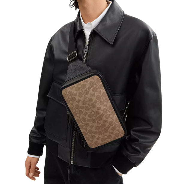 Coach Sullivan Pack Bag In Signature Canvas - Tan/ Black CZ397